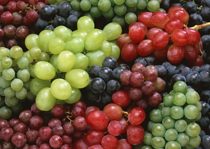 Assortment of Red, Green, and Black Grapes