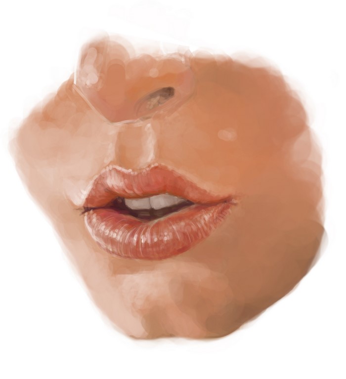 Digital painting of lips and nose