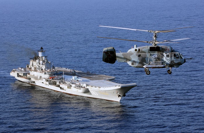 Ka-29 Helicopter and Admiral Kuznetsov Aircraft Carrier
