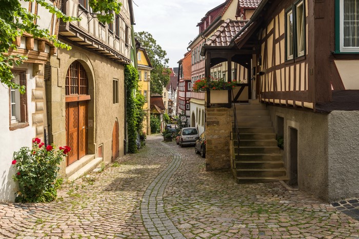 Street in Bad Wimpfen, Germany with historic houses