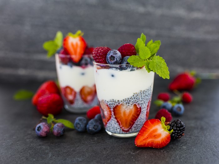Yogurt Parfaits with Berries and Mint