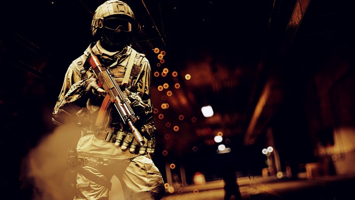 Soldier with Assault Rifle in Battlefield 4