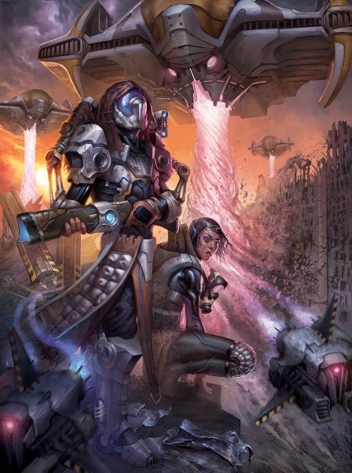 Warriors in a post-apocalyptic alien invasion
