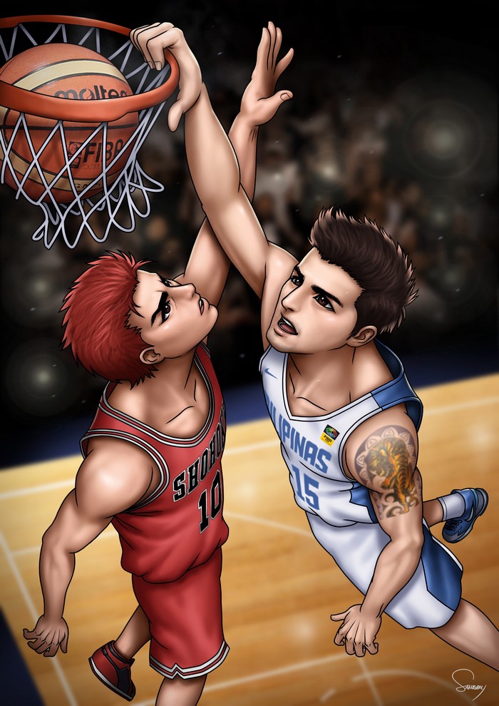 Sakuragi vs Pingris basketball dunk