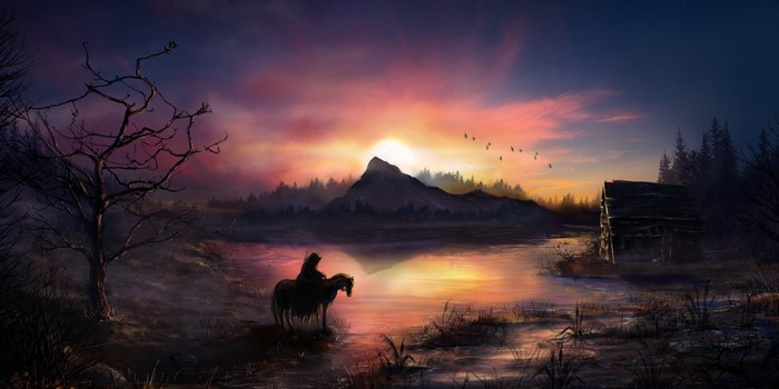 4K Warriors on Horses at Sunset