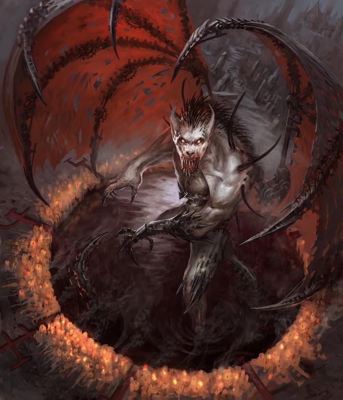 Monster with wings and cyborg parts