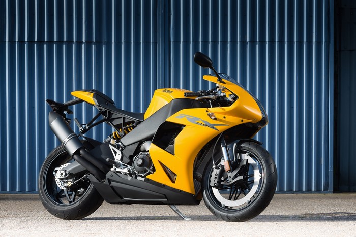 2013-17 EBR 1190RX motorcycle, yellow, side view