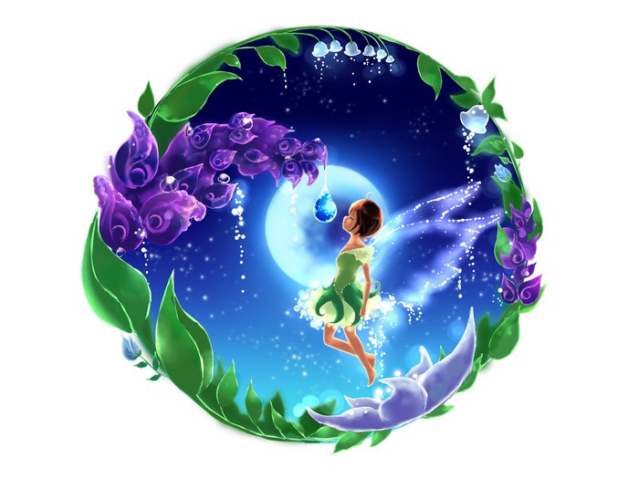 Fairy with Campanula and Moon