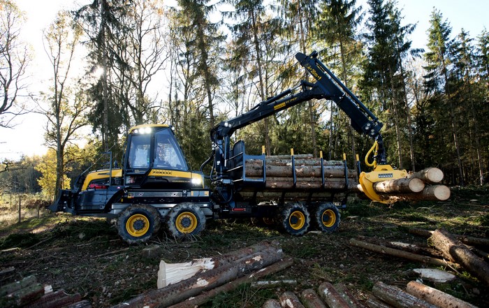 4K Ponsse Gazelle Forwarder loading logs in forest