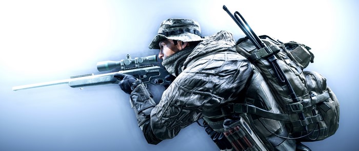 Soldier with sniper rifle in Battlefield 4