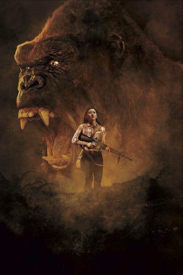 Tian Jing and Kong from Kong: Skull Island