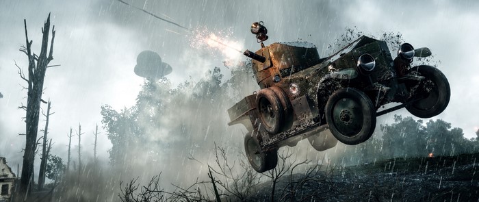 Battlefield 1 armored car in rain