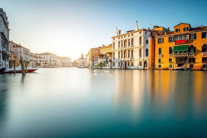 Venice Canal with Buildings and Boats
