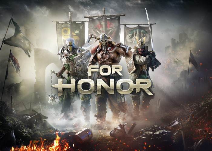 For Honor game art with Knight, Viking, and Samurai warriors