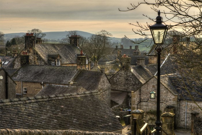 Hartington Derbyshire Village with Street Lamp
