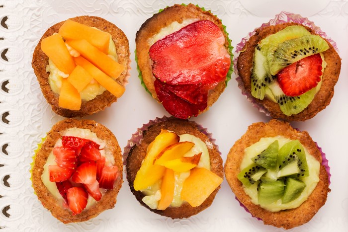 Fruit Cupcakes with Strawberries, Kiwi, and Melon