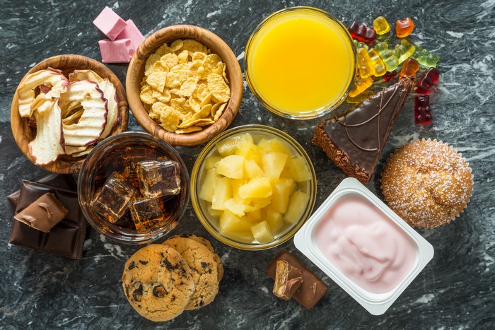 Assortment of Sugary Foods and Drinks