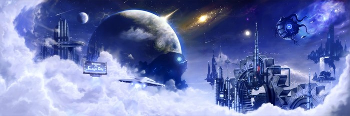 4K Fantastic World with Planets and Spaceships