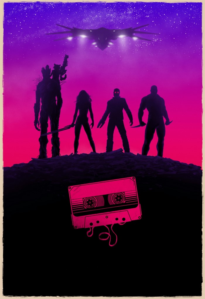 Guardians of the Galaxy Vol. 2 poster with silhouettes