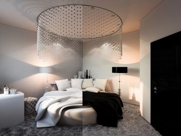 Modern Bedroom with Black and White Decor