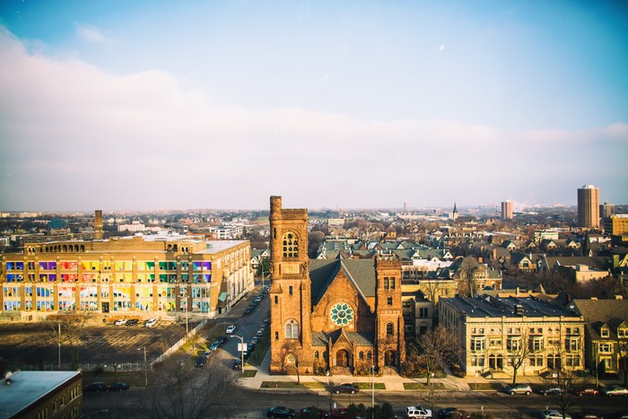 Milwaukee St. Paul's Church and Cityscape