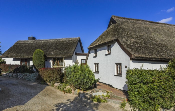 Thatched roof houses on Ruegen, Germany