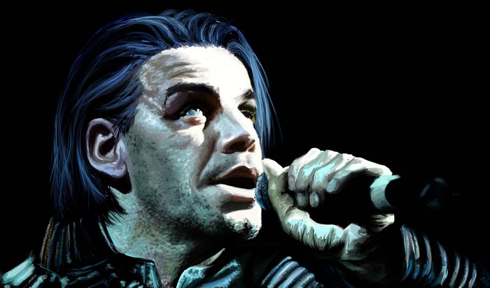 4K Till Lindemann from Rammstein singing into a microphone