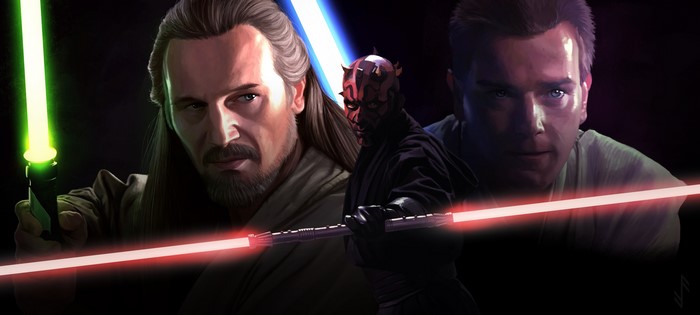 Star Wars: Qui-Gon Jinn, Darth Maul, and Obi-Wan Kenobi