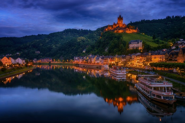 Cochem Castle and Moselle River at Dusk, Germany