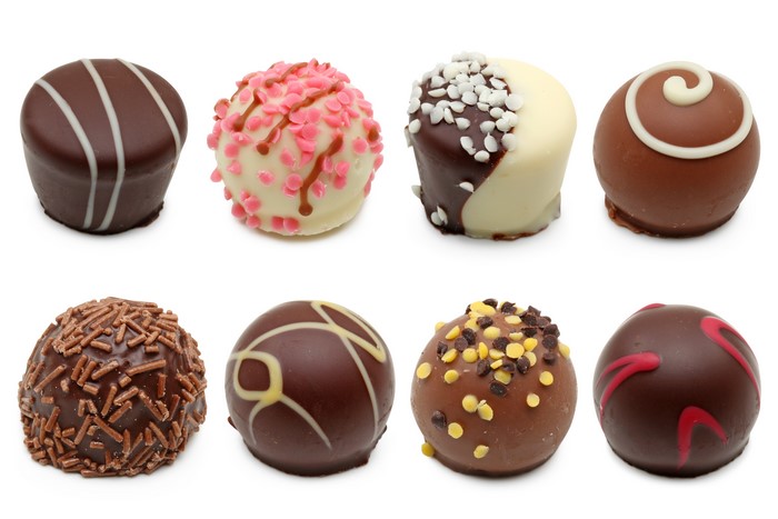 Assortment of Chocolates on White Background