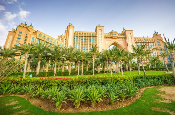 Atlantis The Palm Hotel Dubai UAE with Palm Trees