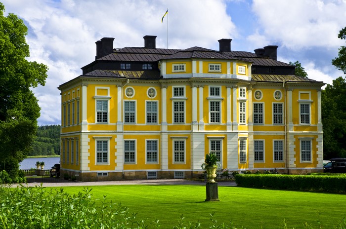 Venngarn Castle in Sweden with a manicured lawn
