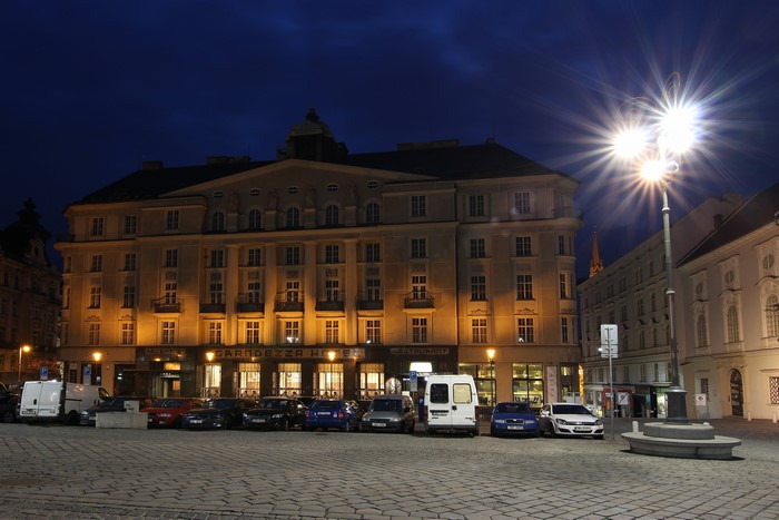 Hotel Grandezza in Brno, Czech Republic at Night