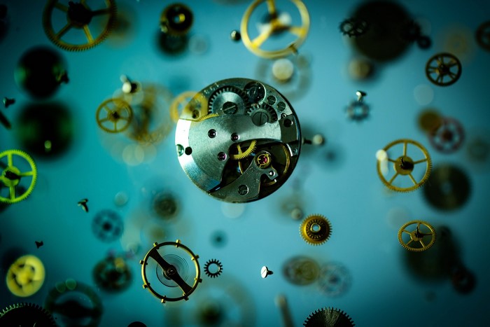 Clock Mechanism Gears Floating