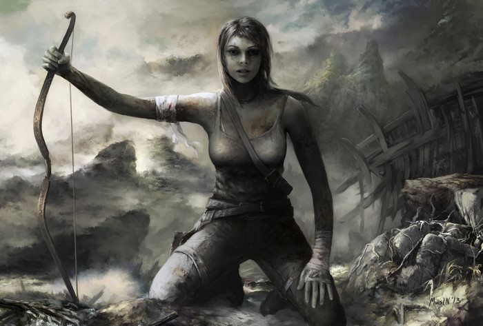 Lara Croft from Tomb Raider 2013 with a bow