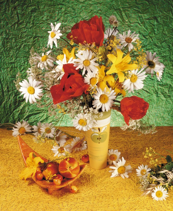 Still-life with flowers, fruits, and vase