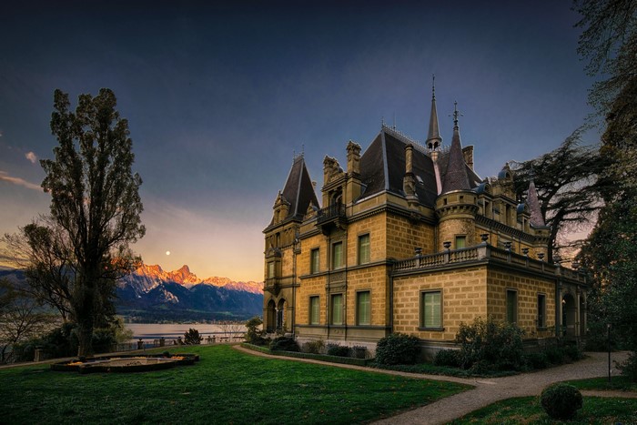 Hunegg Castle Hilterfingen, Switzerland Evening