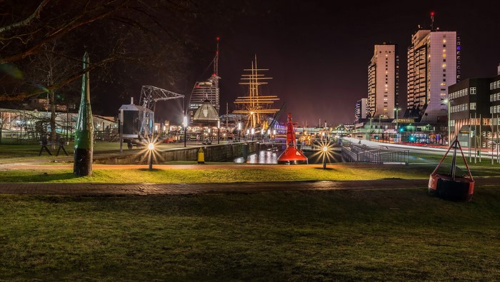 Bremerhaven Germany Marinas at Night