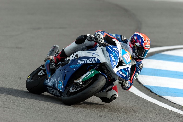 Motorcyclist on BMW S 1000 RR Race Bike