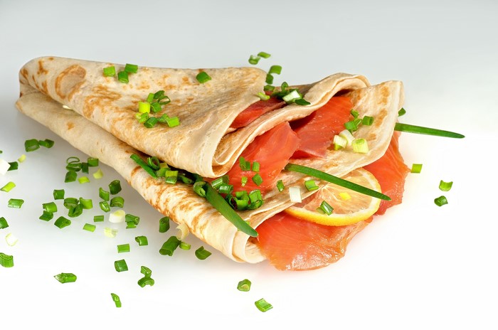 Pancake with Smoked Salmon and Lemon
