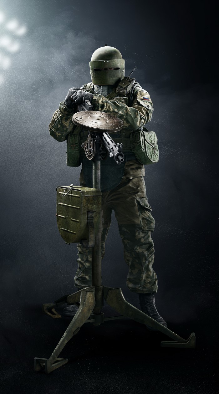 Tachanka from Tom Clancy's Rainbow Six Siege with machine gun