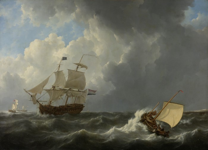 Ships on a Stormy Sea by Johannes Christian Shotel