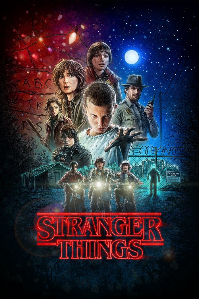 Stranger Things Poster with Eleven, Hopper, and Kids