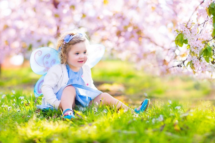 Little Girl in Fairy Costume in Spring