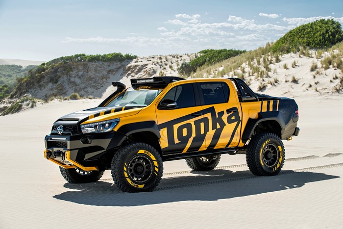 Toyota Hilux Tonka Concept truck on sand dunes