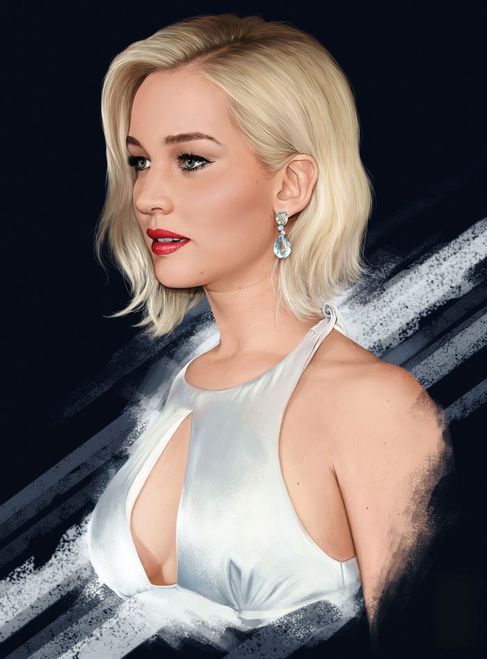 Jennifer Lawrence Painting Art Blonde Girl
