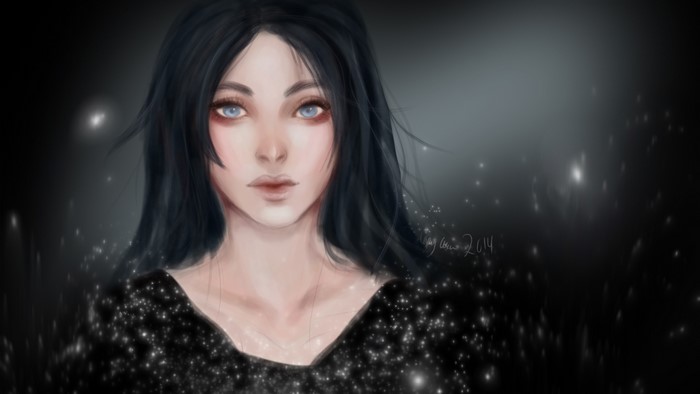 Painting Art of a Brunette Girl