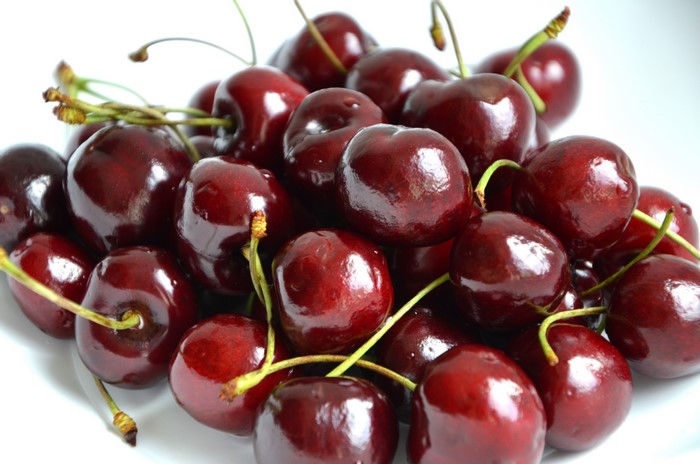 4K Closeup of Wine Color Cherries