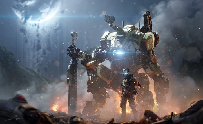 BT-7274 and Pilot from Titanfall 2 with Swords