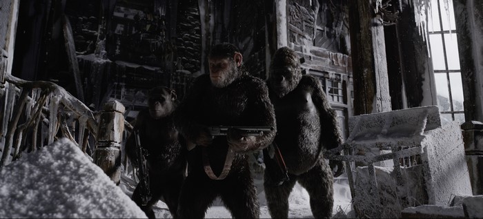 Three Apes with Rifles in War for the Planet of the Apes